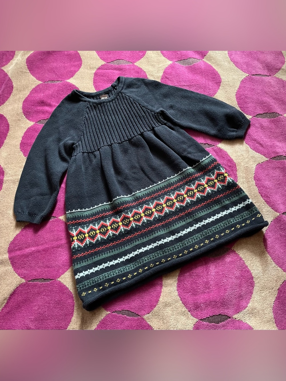 NWOT Tea Collection Fair Isle Sweater Dress in Indigo Navy